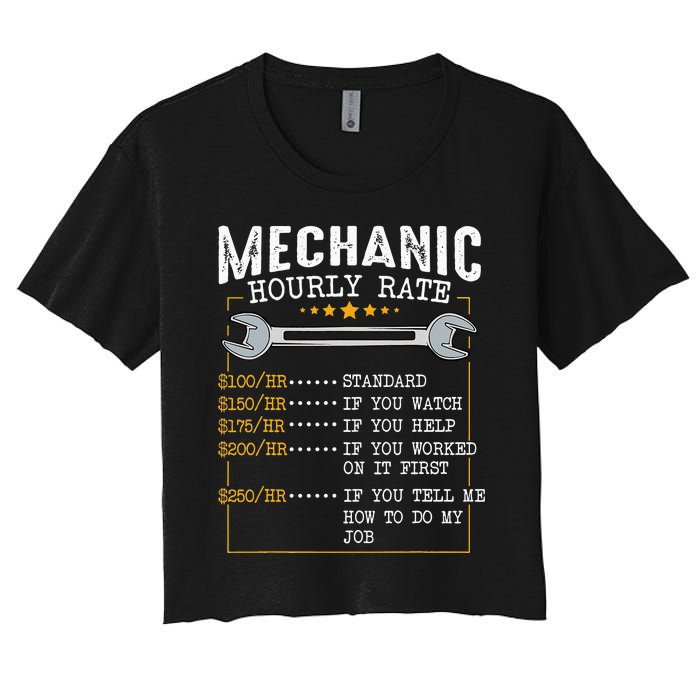 Mechanic Hourly Rate Labor Rates Funny CoWorkers Car Lover Women's Crop Top Tee