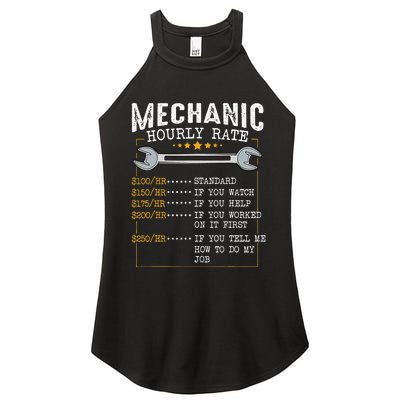 Mechanic Hourly Rate Labor Rates Funny CoWorkers Car Lover Women's Perfect Tri Rocker Tank