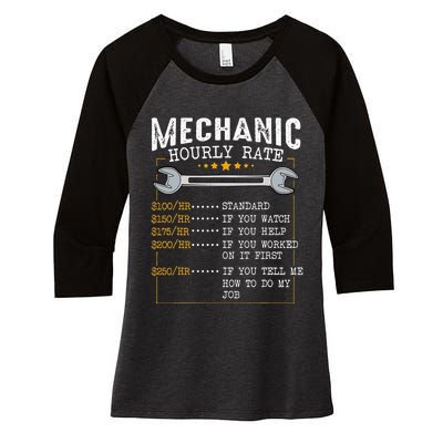 Mechanic Hourly Rate Labor Rates Funny CoWorkers Car Lover Women's Tri-Blend 3/4-Sleeve Raglan Shirt