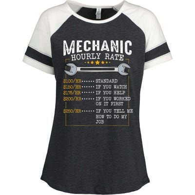 Mechanic Hourly Rate Labor Rates Funny CoWorkers Car Lover Enza Ladies Jersey Colorblock Tee