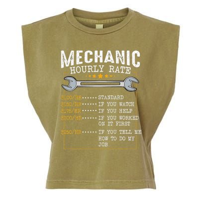 Mechanic Hourly Rate Labor Rates Funny CoWorkers Car Lover Garment-Dyed Women's Muscle Tee