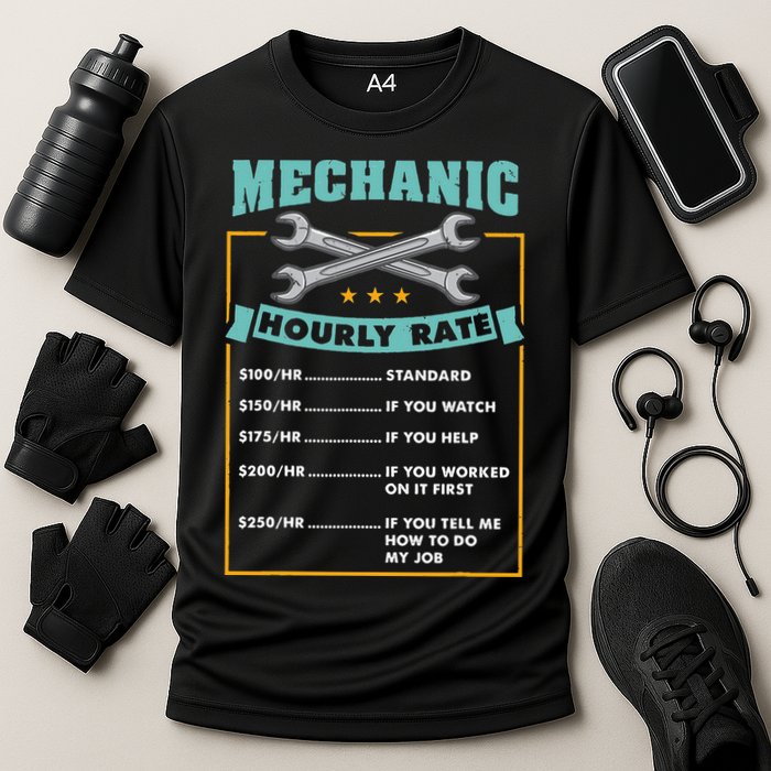 Mechanic Hourly Rate Mechanic Gift Cooling Performance Crew T-Shirt
