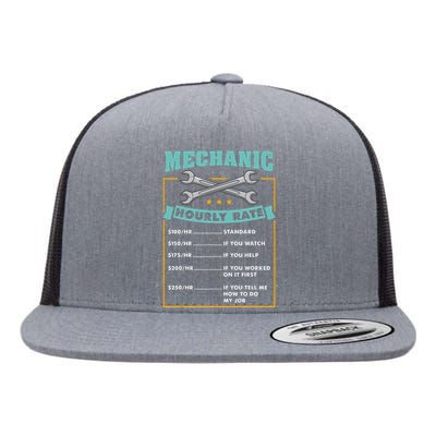 Mechanic Hourly Rate Mechanic Gift Flat Bill Trucker Hat