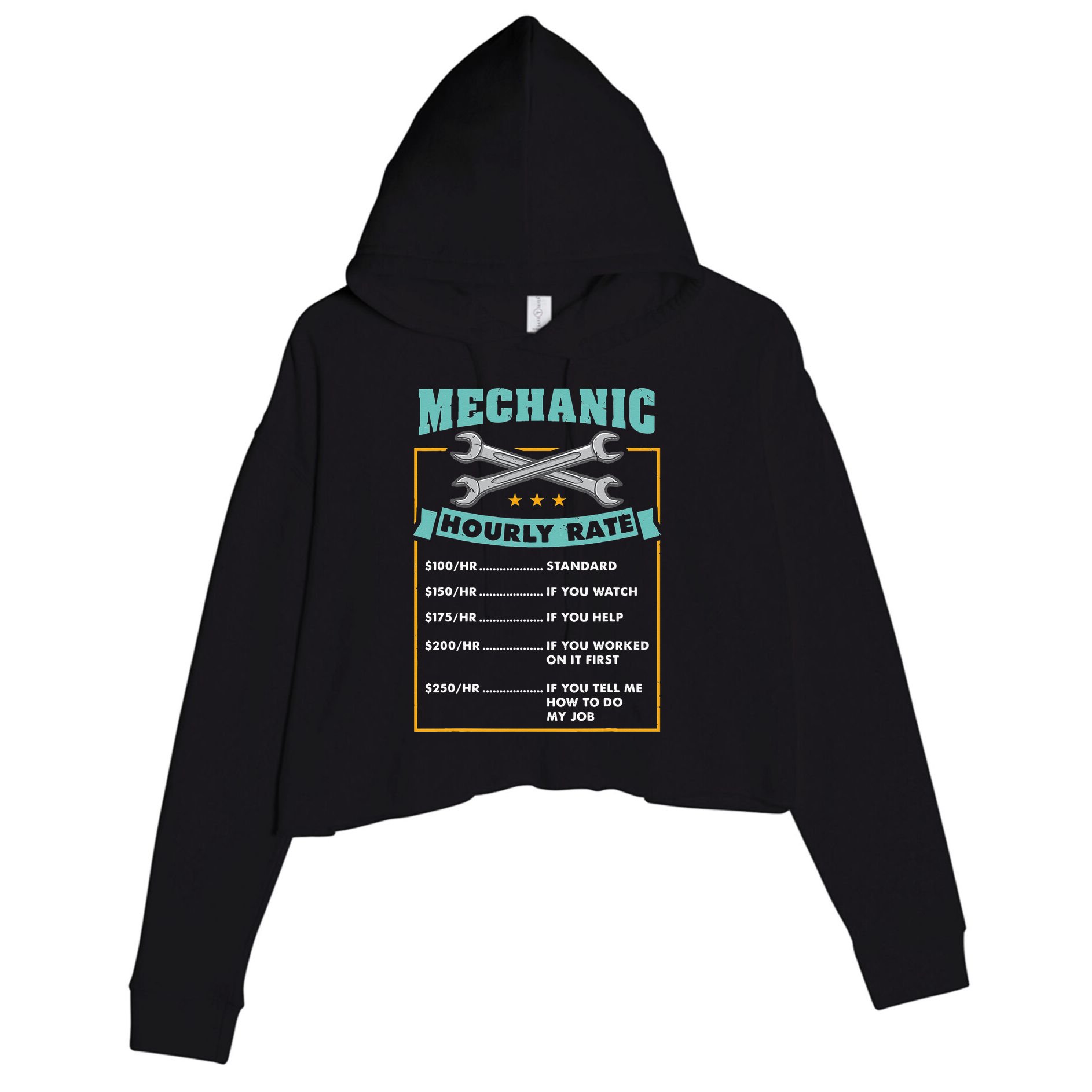 Mechanic Hourly Rate Mechanic Gift Crop Fleece Hoodie
