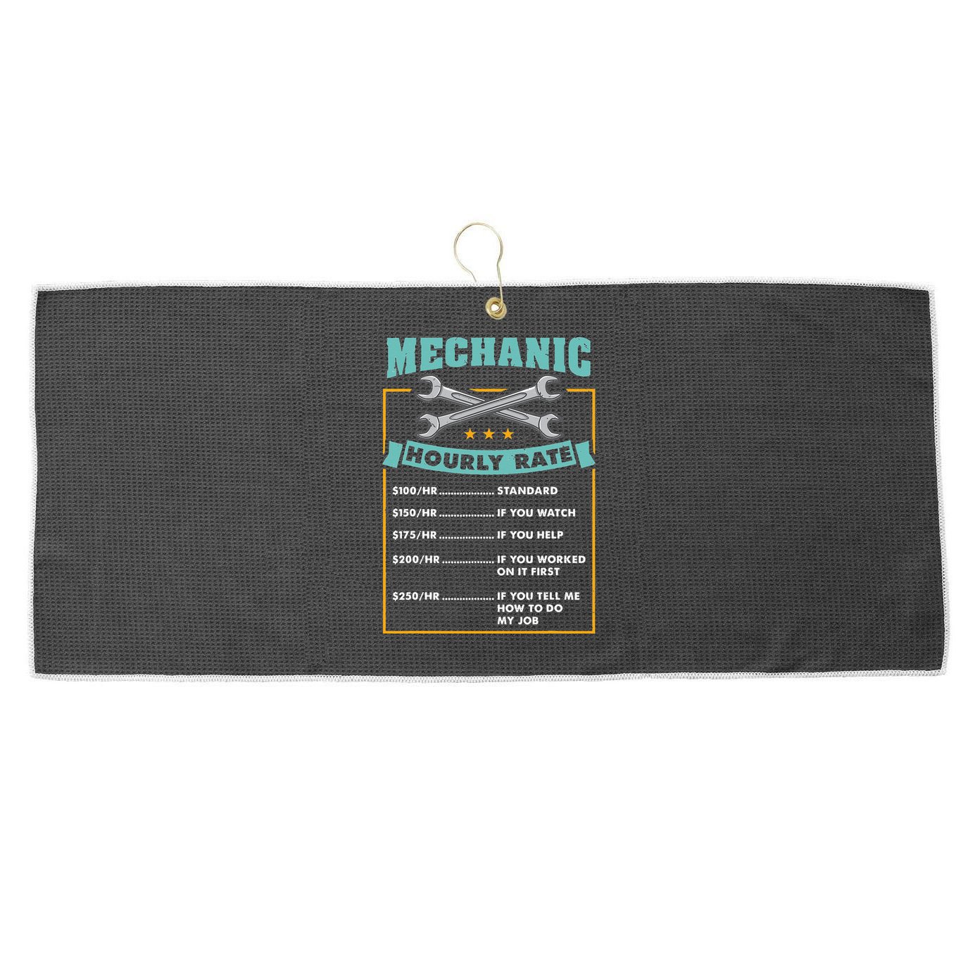 Mechanic Hourly Rate Mechanic Gift Large Microfiber Waffle Golf Towel