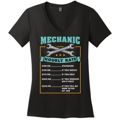 Mechanic Hourly Rate Mechanic Gift Women's V-Neck T-Shirt