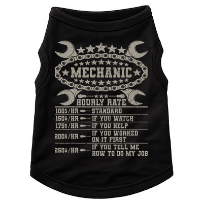 Mechanic Hourly Rate Saying Retro Car Guy Funny Mechanic Doggie Tank