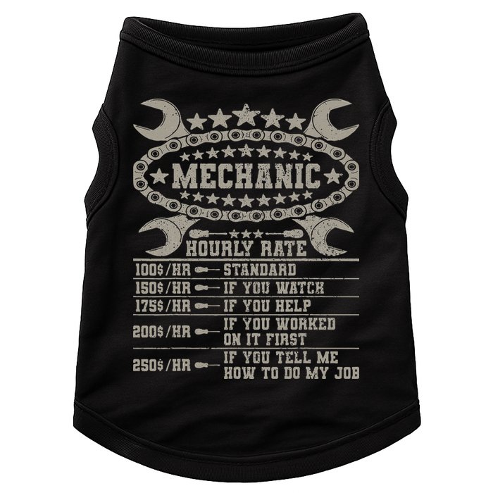 Mechanic Hourly Rate Saying Retro Car Guy Funny Mechanic Doggie Tank