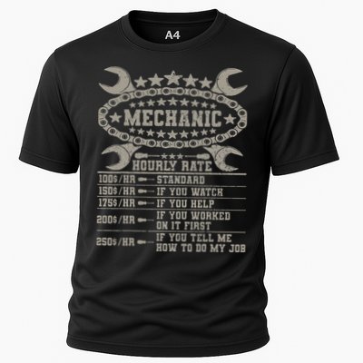 Mechanic Hourly Rate Saying Retro Car Guy Funny Mechanic Performance Shirt