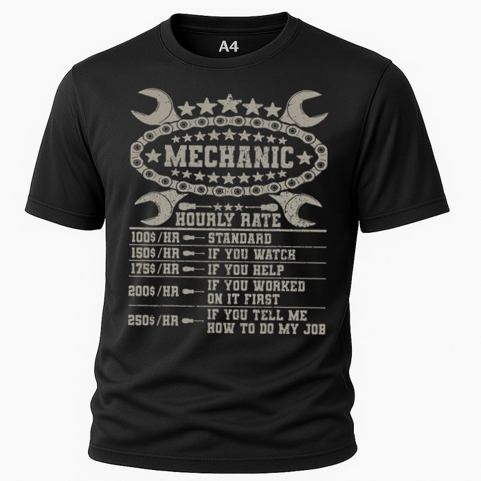 Mechanic Hourly Rate Saying Retro Car Guy Funny Mechanic Performance Shirt