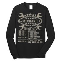 Mechanic Hourly Rate Saying Retro Car Guy Funny Mechanic Long Sleeve Shirt