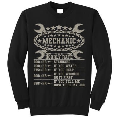 Mechanic Hourly Rate Saying Retro Car Guy Funny Mechanic Sweatshirt