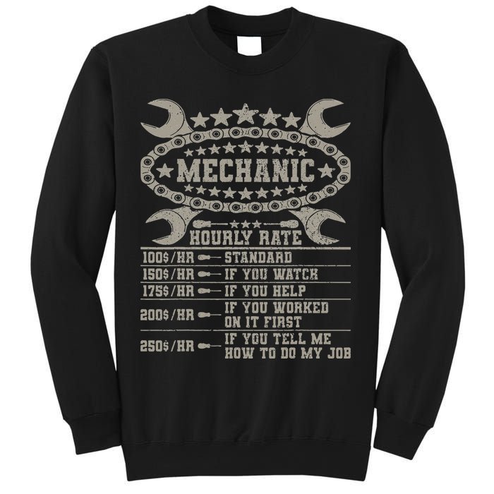 Mechanic Hourly Rate Saying Retro Car Guy Funny Mechanic Sweatshirt