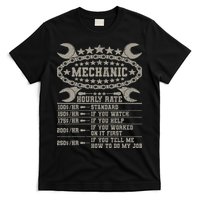 Mechanic Hourly Rate Saying Retro Car Guy Funny Mechanic T-Shirt