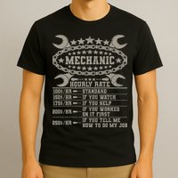 Mechanic Hourly Rate Saying Retro Car Guy Funny Mechanic T-Shirt