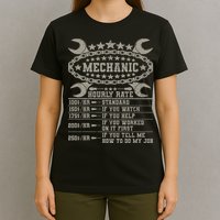 Mechanic Hourly Rate Saying Retro Car Guy Funny Mechanic T-Shirt