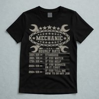Mechanic Hourly Rate Saying Retro Car Guy Funny Mechanic T-Shirt