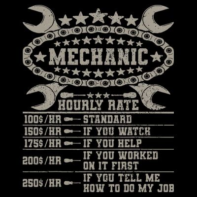 Mechanic Hourly Rate Saying Retro Car Guy Funny Mechanic T-Shirt