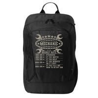 Mechanic Hourly Rate Saying Retro Car Guy Funny Mechanic City Backpack