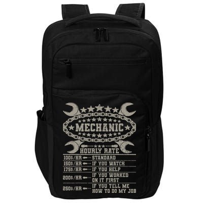 Mechanic Hourly Rate Saying Retro Car Guy Funny Mechanic Impact Tech Backpack