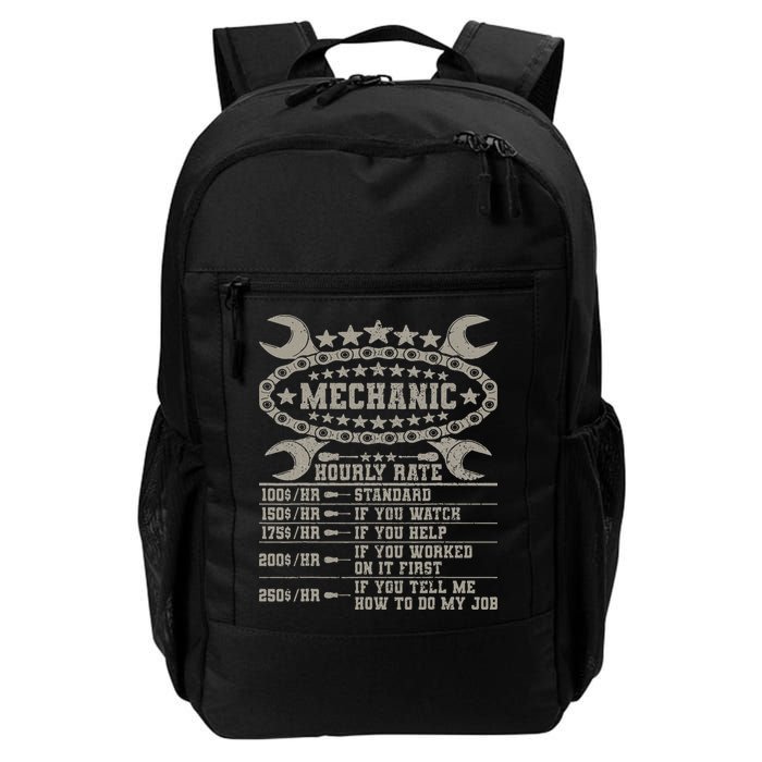 Mechanic Hourly Rate Saying Retro Car Guy Funny Mechanic Backpack