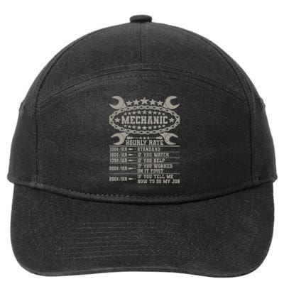 Mechanic Hourly Rate Saying Retro Car Guy Funny Mechanic 7-Panel Snapback Hat