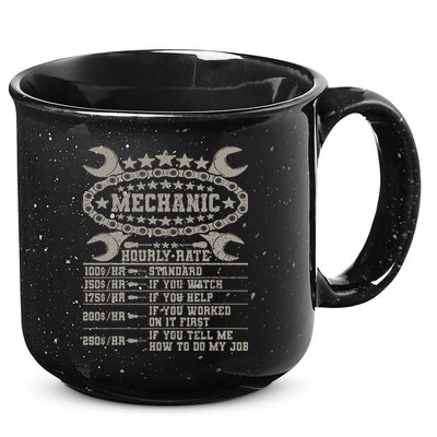 Mechanic Hourly Rate Saying Retro Car Guy Funny Mechanic 15oz Campfire Ceramic Mug