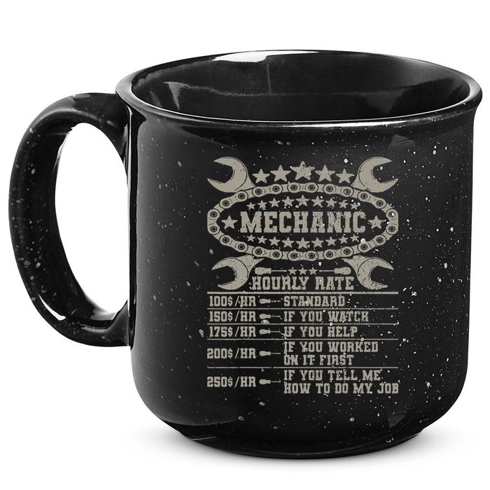 Mechanic Hourly Rate Saying Retro Car Guy Funny Mechanic 15oz Campfire Ceramic Mug