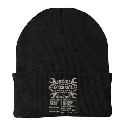 Mechanic Hourly Rate Saying Retro Car Guy Funny Mechanic Beanie