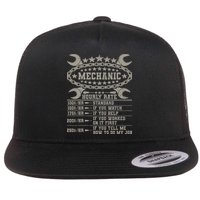 Mechanic Hourly Rate Saying Retro Car Guy Funny Mechanic Flat Bill Trucker Hat