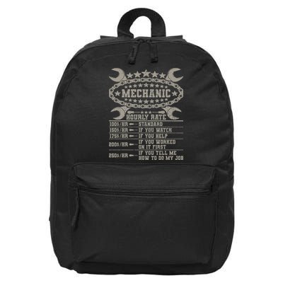 Mechanic Hourly Rate Saying Retro Car Guy Funny Mechanic 16 in Basic Backpack
