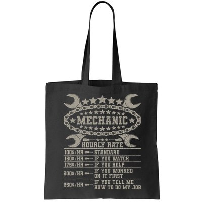 Mechanic Hourly Rate Saying Retro Car Guy Funny Mechanic Bag