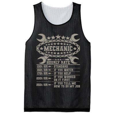 Mechanic Hourly Rate Saying Retro Car Guy Funny Mechanic Mesh Reversible Basketball Jersey Tank