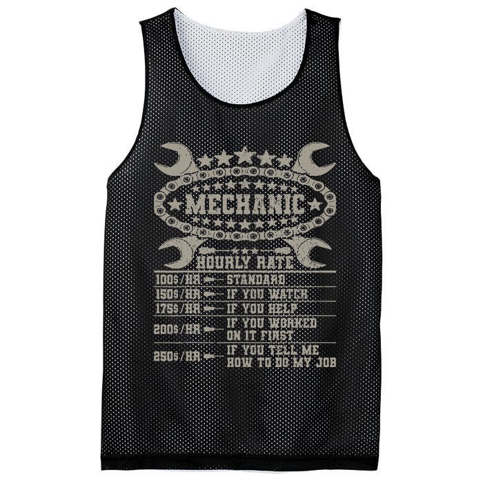 Mechanic Hourly Rate Saying Retro Car Guy Funny Mechanic Mesh Reversible Basketball Jersey Tank
