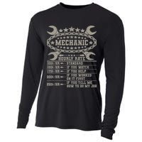 Mechanic Hourly Rate Saying Retro Car Guy Funny Mechanic Cooling Performance Long Sleeve Crew