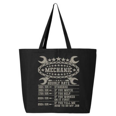 Mechanic Hourly Rate Saying Retro Car Guy Funny Mechanic 25L Jumbo Tote