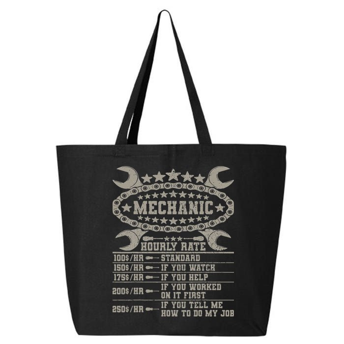 Mechanic Hourly Rate Saying Retro Car Guy Funny Mechanic 25L Jumbo Tote