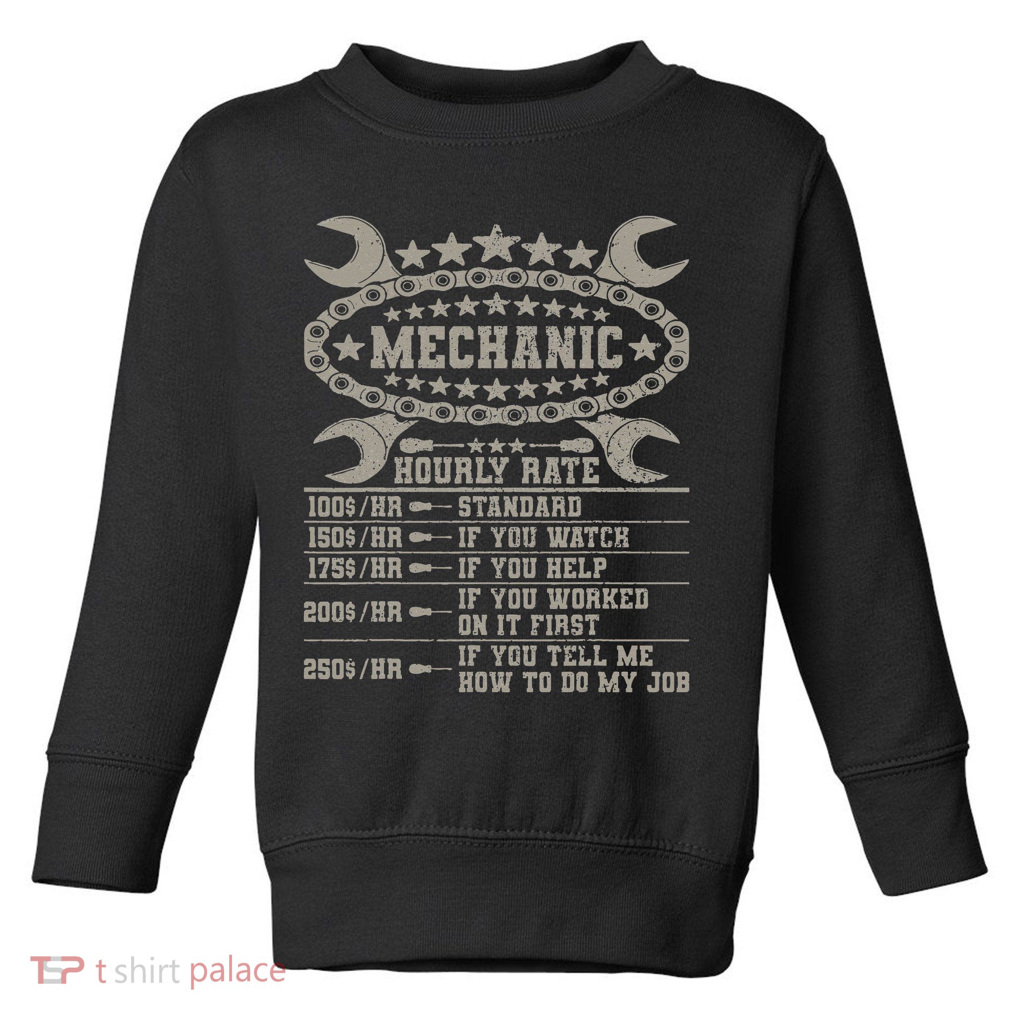Mechanic Hourly Rate Saying Retro Car Guy Funny Mechanic Toddler Sweatshirt