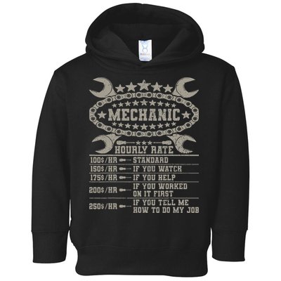 Mechanic Hourly Rate Saying Retro Car Guy Funny Mechanic Toddler Hoodie