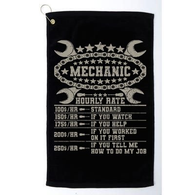 Mechanic Hourly Rate Saying Retro Car Guy Funny Mechanic Golf Towel