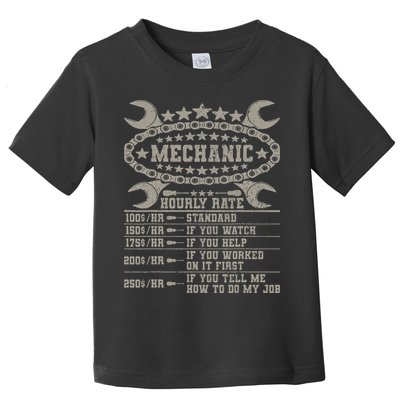 Mechanic Hourly Rate Saying Retro Car Guy Funny Mechanic Toddler T-Shirt