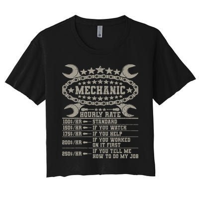 Mechanic Hourly Rate Saying Retro Car Guy Funny Mechanic Crop Top