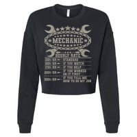 Mechanic Hourly Rate Saying Retro Car Guy Funny Mechanic Cropped Pullover Crew