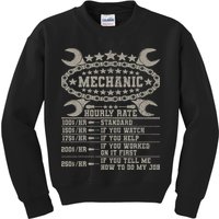 Mechanic Hourly Rate Saying Retro Car Guy Funny Mechanic Kids Sweatshirt