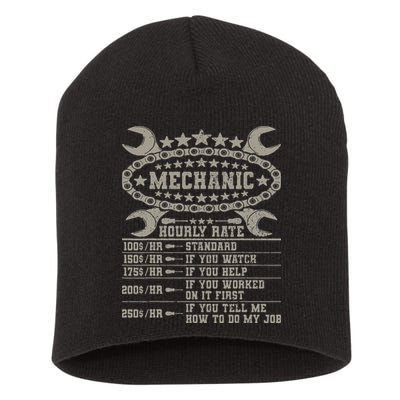Mechanic Hourly Rate Saying Retro Car Guy Funny Mechanic Short Acrylic Beanie