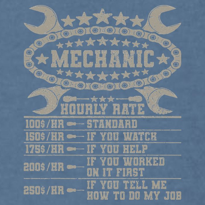 Mechanic Hourly Rate Saying Retro Car Guy Funny Mechanic Garment-Dyed Sweatshirt
