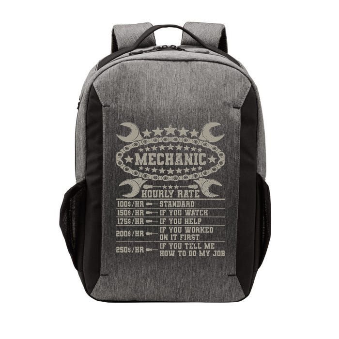 Mechanic Hourly Rate Saying Retro Car Guy Funny Mechanic Vector Backpack
