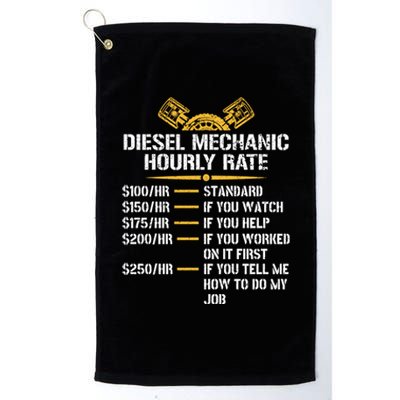 Mechanic Hourly Rate Funny Diesel Mechanic Gift Platinum Collection Golf Towel