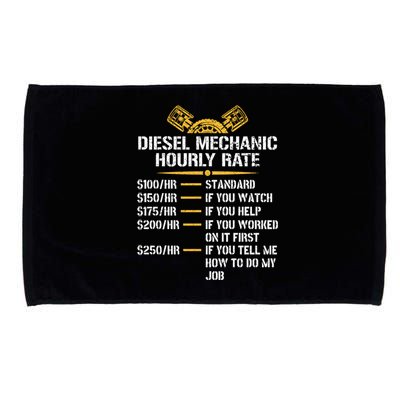 Mechanic Hourly Rate Funny Diesel Mechanic Gift Microfiber Hand Towel