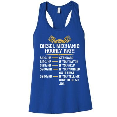 Mechanic Hourly Rate Funny Diesel Mechanic Gift Women's Racerback Tank